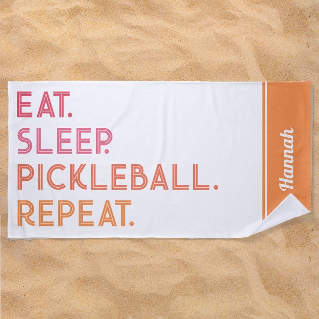 Serviette De Plage Répéter le sommeil du repas Pickleball personnalis (Créateur téléchargé)