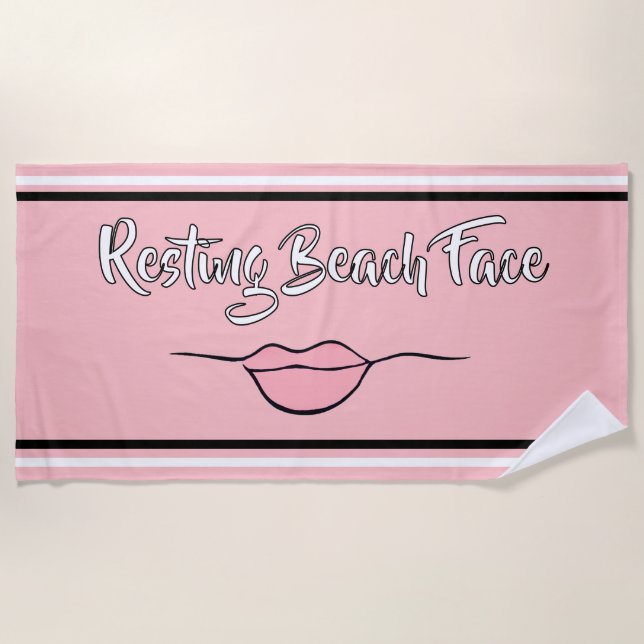 Serviette De Plage Repos Plage Face "Lips" rose et noir (Devant)