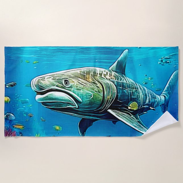 Serviette De Plage Requin Prédateur Océanique Art (Devant)