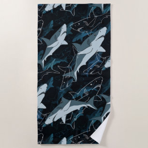 Serviette De Plage Requins, marine, mer, poisson, prédateur, animal,