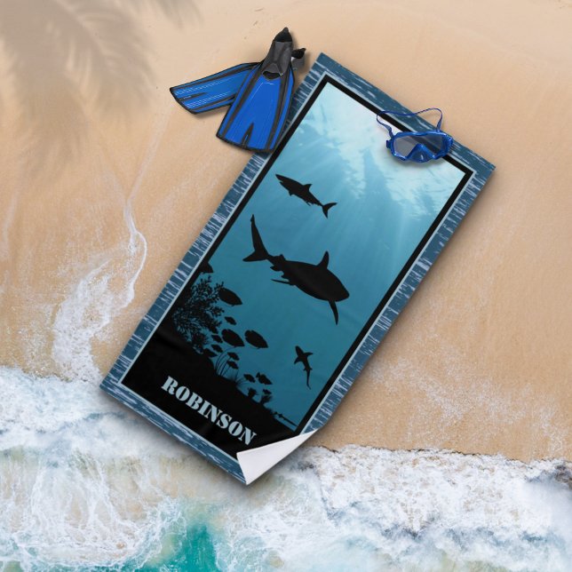 Serviette De Plage Requins Mer Bleue (Créateur téléchargé)