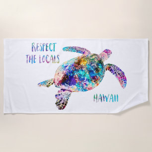 Serviette De Plage Respectez la citation de la tortue marine locale T