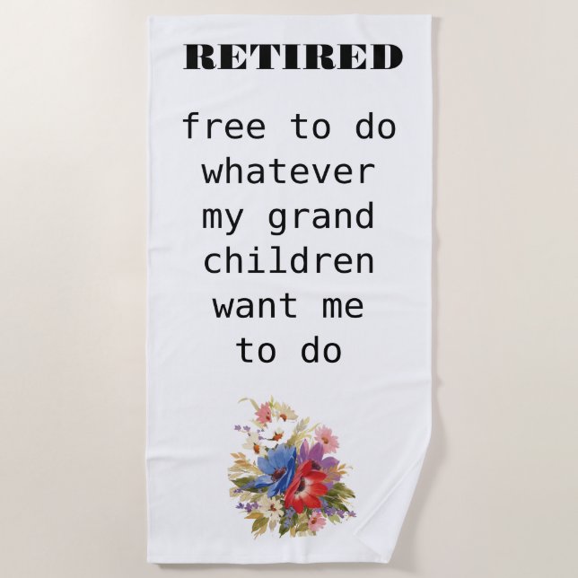 Serviette De Plage Retraité à mes grands (Devant)