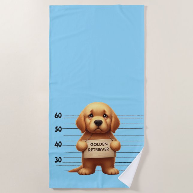 Serviette De Plage Rétreiver doré vilain (Devant)