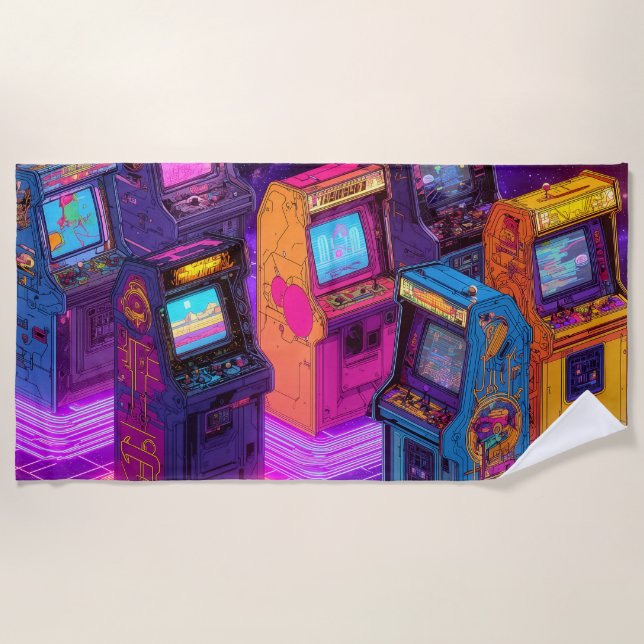 Serviette De Plage Retro Arcade Machines (Devant)