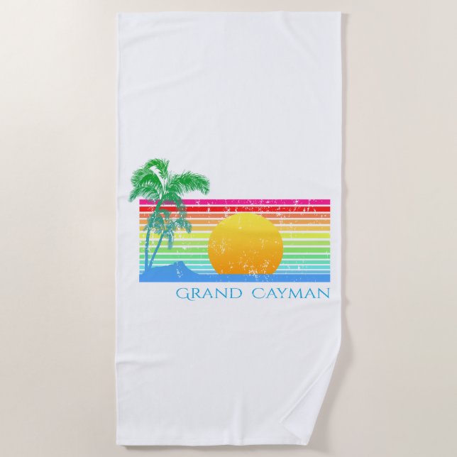 Serviette De Plage Retro Beach Grand Cayman (Devant)