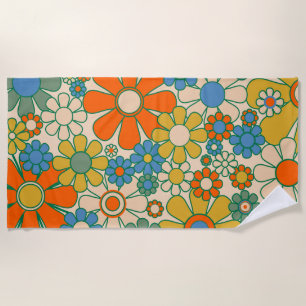 Serviette De Plage Retro Garden Floral 60s les années 70 Motif