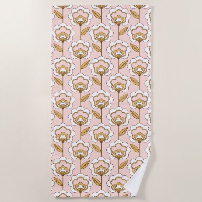 Serviette De Plage Retro Jardin rose motif floral (Devant)