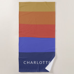 Serviette De Plage Rétro larges bandes abstraites personnalisées  