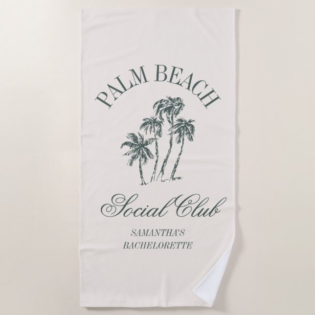 Serviette De Plage Retro Luxe Beach Social Club Logo Bachelorette (Devant)