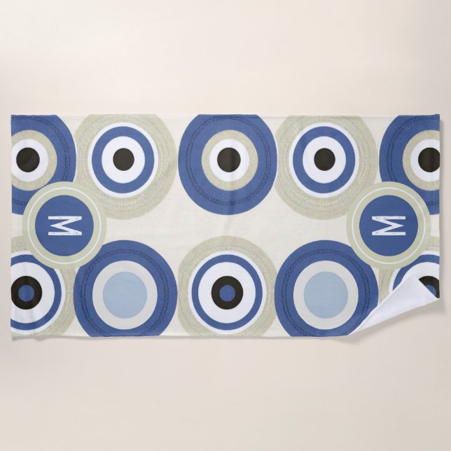 Serviette de plage rétro moderne à œil mauvais ave (Devant)