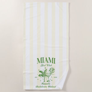 Serviette De Plage Retro Moderne Vert & Jaune Miami Bach Party