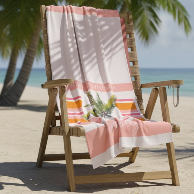 Serviette De Plage Retro Palm Springs Avant le Mariage Enterrement de (Retro Palm Springs Before the Ring Bachelorette Beach Towel)
