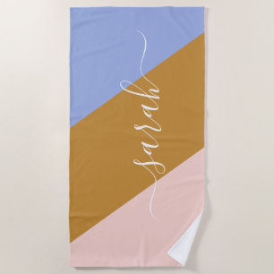 Serviette De Plage Retro Rainbow Graphic Nom personnalisé