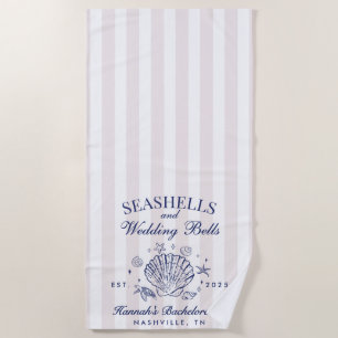 Serviette De Plage Retro Rose Coquillages & Cloches de Mariage Enterr