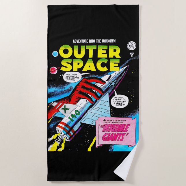 Serviette De Plage Retro Sci-Fi Adventure Outer Space Comics Couvertu (Devant)