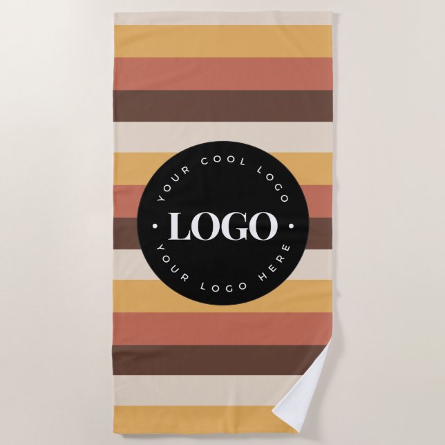 Serviette De Plage Retro Stripes Business Company Logo Bienvenue 60s  (Devant)