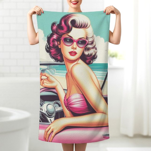 Serviette De Plage Retro Summer Girl (Créateur téléchargé)