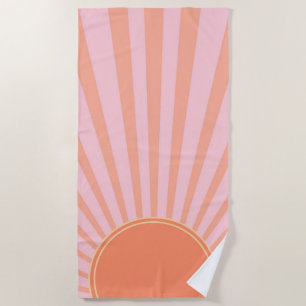 Serviette De Plage Retro Sun Burset Sunrise Sunrise Pastel rose