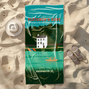 Serviette De Plage Retro Travel Poster Fletcher's Cove Washington DC