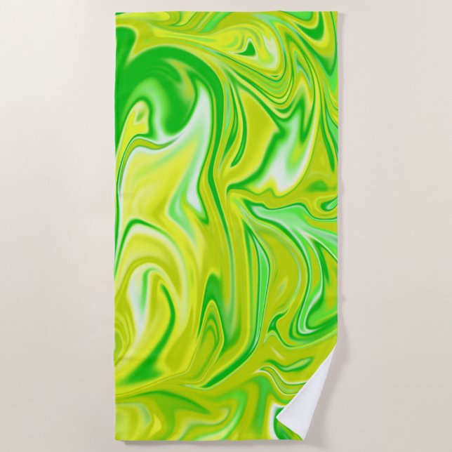 Serviette De Plage "Rêve minty : Les perles douces du marbre vert" (Devant)