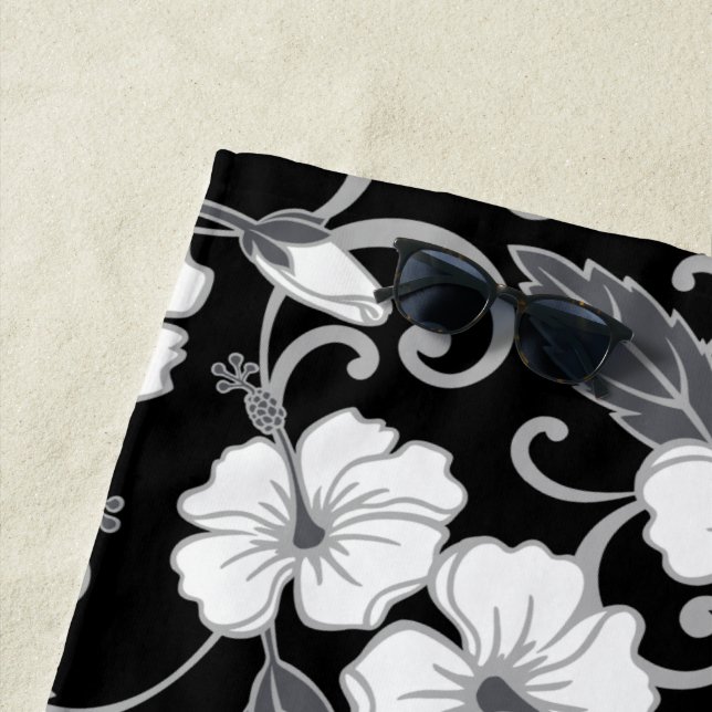 SERVIETTE DE PLAGE RÊVE POLYNÉSIEN (NOIR) (En situation)