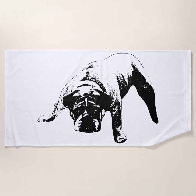 Serviette De Plage Revendiquer Le Sable, Bulldog (Devant)