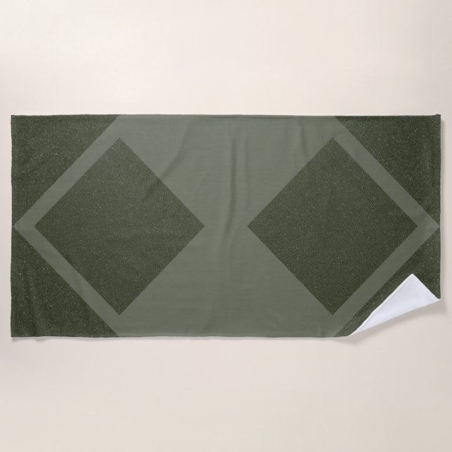 Serviette De Plage Reversible Look Diamond Beach Towne - Moss Green (Devant)