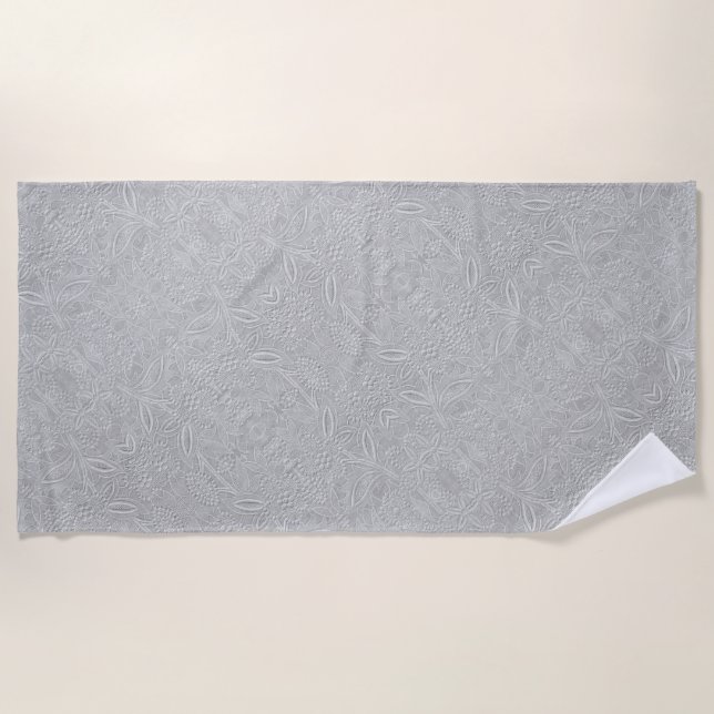 Serviette De Plage Revêtement floral gris (Devant)