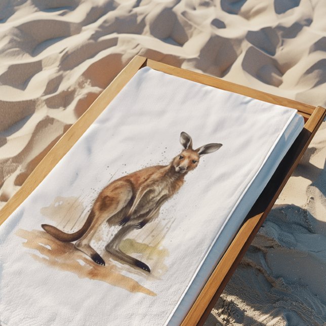 Serviette De Plage Rêveur de l'Outback : Kangourou à l'aquarelle (Créateur téléchargé)