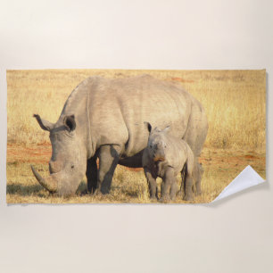 Serviette De Plage rhinocéros mignons en afrique