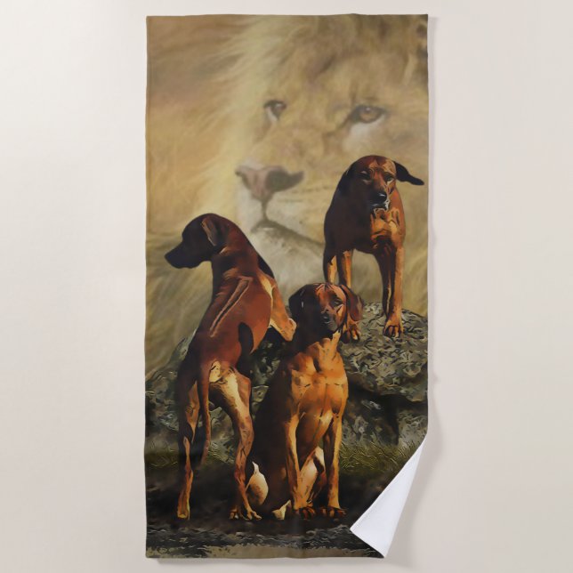 Serviette De Plage Rhodesian Ridgeback avec Lion (Devant)