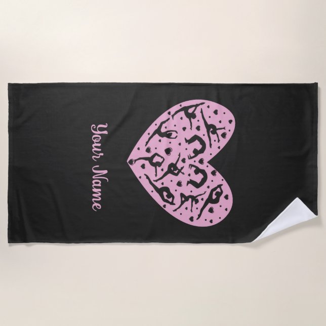 Serviette De Plage Rhythmic Gymnastics Heart Silhouette Beach Towel (Devant)