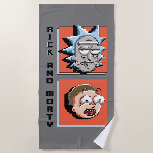 Serviette De Plage RICK ET MORTY™ | Graphique de panneau de pixels (Devant)