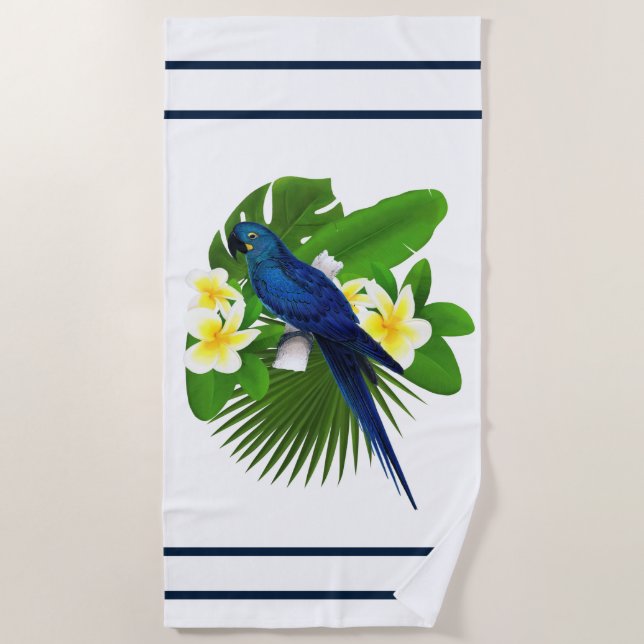 Serviette De Plage Rideau de douche Ara macaw bleu (Devant)