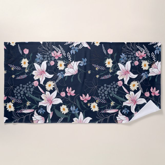 Serviette De Plage Rideau de douche floral esthétique (Devant)