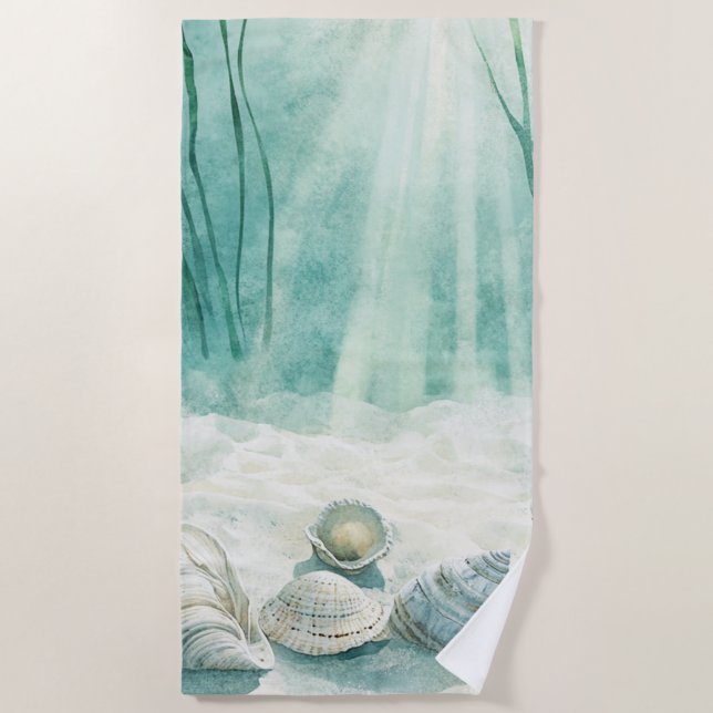 Serviette De Plage Rideau de douche vert écume de mer avec motif de c (Devant)