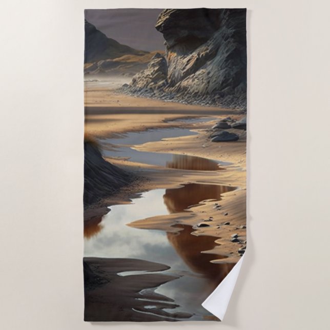 Serviette De Plage Rivage au coucher du soleil (Devant)