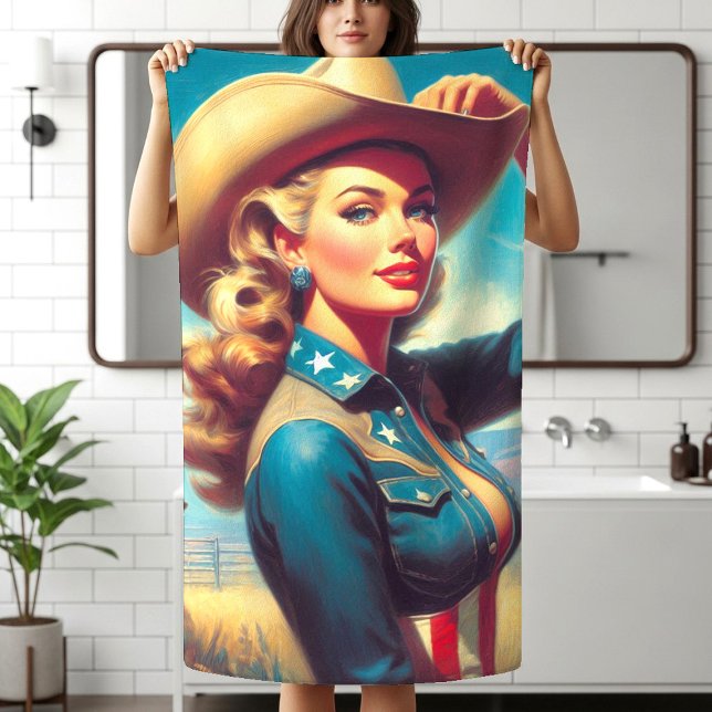 Serviette De Plage Rodeo Pin-up Vintage (Créateur téléchargé)