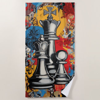 Serviette De Plage Roi d'échecs Street Art Graffiti Stratégie Design