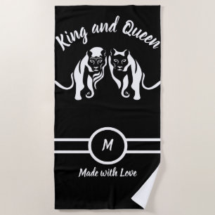Serviette De Plage Rois blancs et reines Lion noir Lion et lionne
