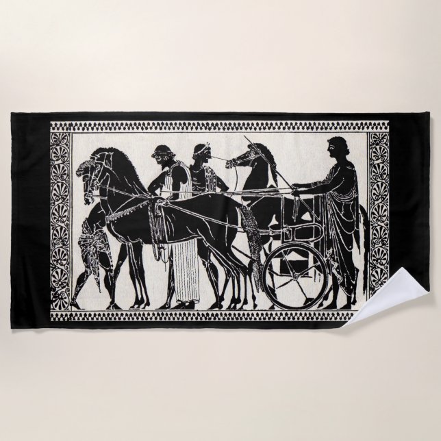 Serviette De Plage Romancient men and horses (Devant)