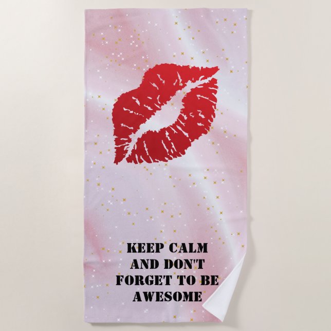 Serviette De Plage Romantic chic luxe red lips (Devant)