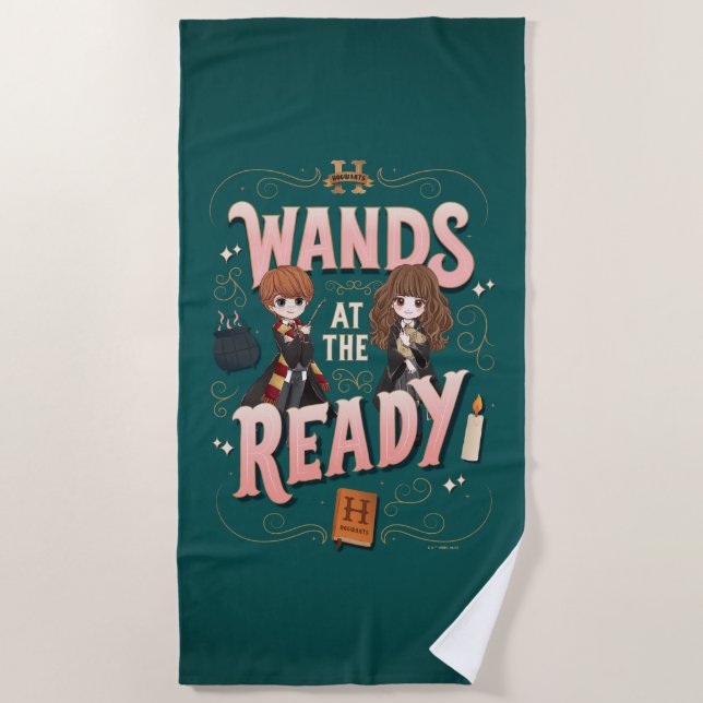 Serviette De Plage Ron & Hermione Wands au Ready (Devant)