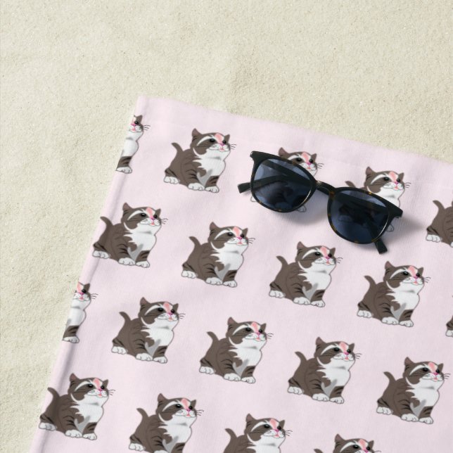 Serviette de plage rose avec chats bébé - Choisiss (En situation)