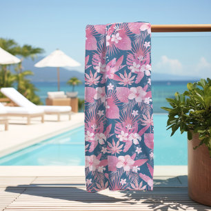 Serviette De Plage Rose bleu tropical