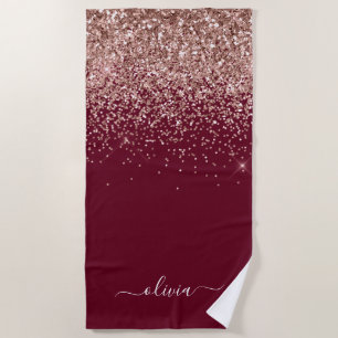 Serviette De Plage Rose Bourgogne Gold Blush Pink Parties scintillant