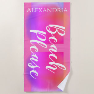 Serviette De Plage Rose chaud personnalisé violet orange