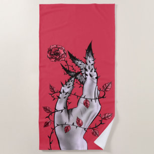 Serviette De Plage Rose déplaisant Mains Thorns Macabre Rouge