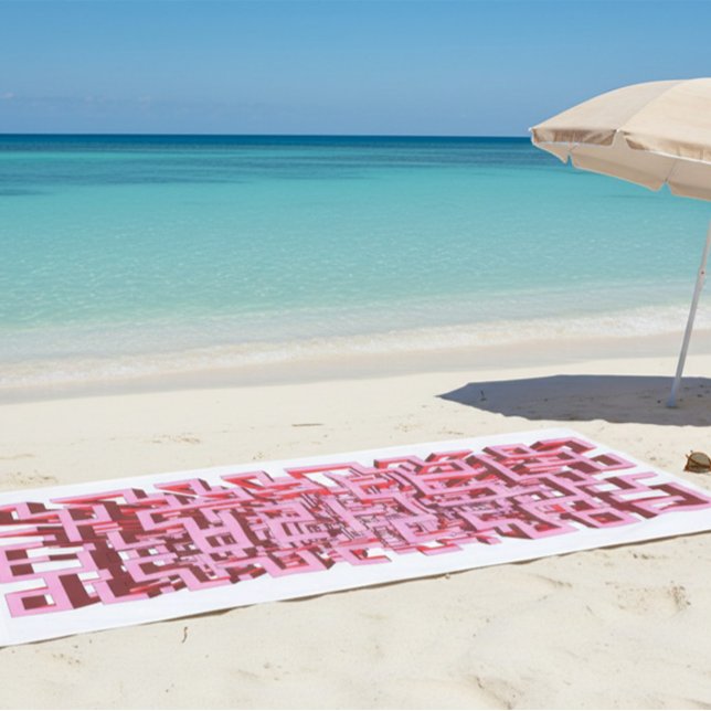 Serviette de plage rose en labyrinthe 3D moderne (Créateur téléchargé)